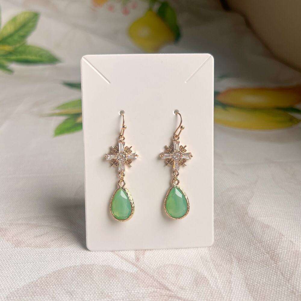 Chalcedony Opal Crystal Glass Cross Shaped Boho Bohemian Elegant Casual Earrings